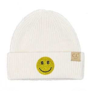C.C Ivory  Kids Smile Face Rhinestone Beanie